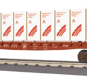 PENNSYLVANIA RR FLAT CAR w/BULKHEADS & LUMBER